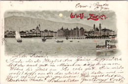 Gruss Aus Zürich (Lithographie) (Gelaufen 1901, Nach München) - Zürich
