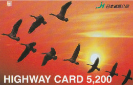 Japan Prepaid Highway Card 5200 - Animals Birds Goose Sunset Sunrise - Japon
