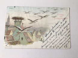Carte Postale Ancienne (1902) Gruss Aus Strassburg ABZUG - Straatsburg