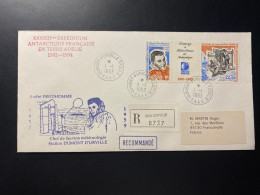 Lettre "Hommage à Météo France En Antarctique - André Prudhomme" - 01/01/1993 - 183A - TAAF - Terre Adélie - Storia Postale