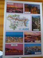 11 - L'AUDE-  Carte Géographique - Contour Du Département Avec Multivues - Carte Geografiche