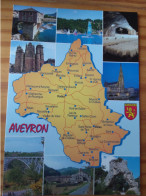 12  -AVEYRON-  Carte Géographique - Contour Du Département Avec Multivues - Carte Geografiche