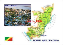 Congo Brazzaville Country Map New Postcard * Carte Geographique * Landkarte - Altri & Non Classificati