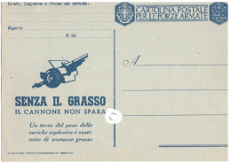 CARTOLINA POSTALE FRANCHIGIA ..SENZA IL GRASSO IL CANNONE NON SPARA - Zonder Portkosten