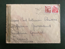 LETTRE TABACS J SALLIN Pour TUNISIE TP 20 + 10 OBL.MEC.29 II 1944 LAUSANNE 1 + CENSURE - Poststempel