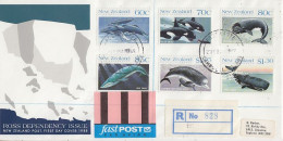 New Zealand Ross Dependency Whales 6v On Registrered Letter Ca Campbell Island 21 FEB 1989 (RO195) - Bases Antarctiques