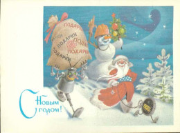 FANTAISIE ILLUSTRATEUR JOYEUX NOEL - AVEC PERE NOEL RUSSE  - RUSSIE URSS - Santa Claus