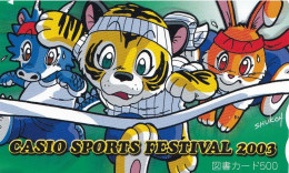 Japan Prepaid Libary Card 500 - Drawing Animals Comic Tiger Rabbit Crocodile Casio Sports Festival 2003 - Japan