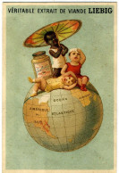 5 Chromos Liebig. S142. Mappemonde (Fond Bleu Clair). Enfants Sur Des Globes (fond Bleu). 1883-85. - Liebig