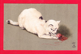 Animaux-581Ph112  Carte Gaufrée, Un Chat Avec Une Pelote De Laine, Cpa BE - Cats