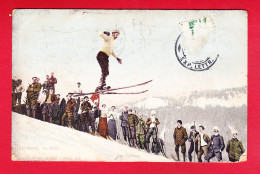 Sports-28P220 Le Saut à Ski, Animation, Verso ""centenaire De La Réunion De Genève à La Suisse, 1814-1914"", Cpa  - Sport Invernali