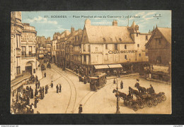 18 - BOURGES - Place Planchat Et Rue Du Commerce à Vol D'oiseau (colorisée Peu Courante) - Bourges