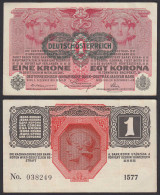 Österreich - Austria 1 Krone 1916 (1919) Pick 49 VF (3)     (32634 - Autriche