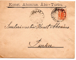 78331 - Finnland - 1900 - 20P Wappen EF A Bf BahnpostStpl POSTILJ.K. H-B -> TURKU - Storia Postale