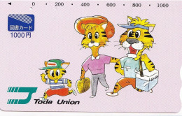 Japan Prepaid Libary Card 1000 - Drawing Tiger Toda Union Family - Japon