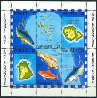 Vanuatu, La Pèche Poissons Et Cartes, Bloc Feuillet N° 4 Y&T Neufs Sans Charnière Très Frais - Vanuatu (1980-...)