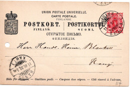 78333 - Finnland - 1893 - 10P Wappen GAKte (Aktenlo Li) BahnpostStpl POSTILJ.K. H-H -> HANGO - Briefe U. Dokumente