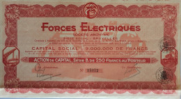 S.A. Forces Electriques - 1928 - Action De Capital - Brussel - Electricidad & Gas