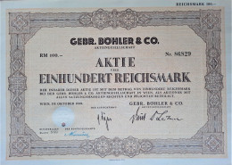 Gebr. Böhler & C° A.G.- Aktie über 100 RM- 1939 - Wien - Autres & Non Classés