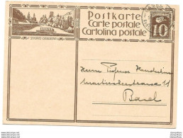 5 - 82 - Entier Postal Avec Illustration "St.Moritz - Castasegna" Cachet à Date Basel 1929 - Postwaardestukken