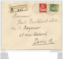 25 - 97 - Lettre Recommandée Envoyée De Winterthur à Paris 1929 - Briefe U. Dokumente