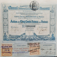 Canal Interocéanique De Panama - Action De 500 Francs Au Porteur  - 1886 !! - Navigation