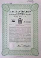 Auslosungsschein - Des Provinzialverbandes Der Provinz Ostpreussen - 1927 - 50 RM - Banque & Assurance