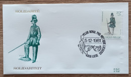 Belgique - FDC 1981 - YT N°2031 - 150e Anniversaire De La Création De Régiments / Anciens Uniformes - Liège - 1981-1990