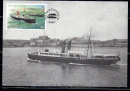 JERSEY 1989 GREAT WESTERN RAILWAY STEAMER SERVICE WEYMOUTH CHANNEL ISLES IBEX & FREDERICA 32p MAXI MAXIMUM CARD CARTE - Jersey