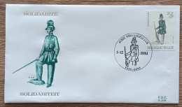 Belgique - FDC 1981 - YT N°2031 - 150e Anniversaire De La Création De Régiments / Anciens Uniformes - Gent - 1981-1990