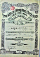 S.A Tramways Et Entreprises Electriques De La Banlieu De St.Petersbourg  Action De Capital (1912) - Ferrocarril & Tranvías