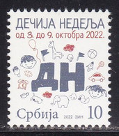 Serbia 2022 Children Week Giraffes Birds Rocket Cars Ducks Elephants Dogs Clock Tax Charity Surcharge MNH - Serbien