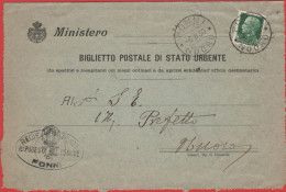 ITALIA - Storia Postale Regno - 1930 - 25c Imperiale - Biglietto Postale Di Stato Urgente - Viaggiata Da Fonni Per Nuoro - Marcophilia