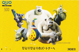 Japan Prepaid Quo Card 500 - Animations Characters Animals Polar Bear Monkey Gorilla - Japon