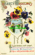 R619453 Hearty Greetings. If I Good Fortune Could Compel. Greeting Card. 1912 - Mondo