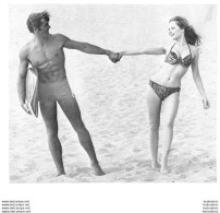 PHOTO HOMME  ET FEMME   EN MAILLOT DE BAIN CULTURISME CULTURISTE    FORMAT   14 X 13 CM - Sporten