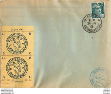 SAINT CHERON UNION BOULISTE 1ER CONCOURS 24 JUIN 1945 ENVELOPPE AVEC VIGNETTE - Saint Cheron