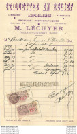 FACTURE 1936 ETIQUETTES EN RELIEF M.  LECUYER VILLERS COTTERETS - 1900 – 1949