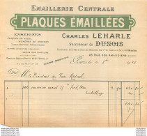 FACTURE 1928 CHARLES LEHARLE PLAQUES EMAILLEES EMAILLERIE CENTRALE A PARIS - Manuskripte