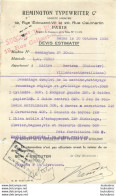 FACTURE 1936 REMINGTON TYPEWRITER 12 RUE EDOUARD VII  PARIS DEVIS ESTIMATIF - 1900 – 1949