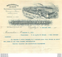 FACTURE 1925 ETS VICTOR ROYANEZ A GENTILLY MEGISSERIE LAINES TANNERIE CORROIRIE - 1900 – 1949