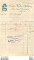 FACTURE GRAND HOTEL MODERNE ET DES TROIS DAUPHINS A GRENOBLE  G. RIVIER PROPRIETAIRE - 1900 – 1949