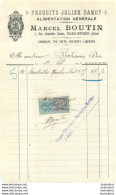 FACTURE 1922 MARCEL BOUTIN PRODUITS JULIEN DAMOY  CHOCOLAT THE CAFE DESSERTS LIQUEURS A VILLERS COTTERETS - 1900 – 1949