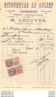 FACTURE 1936 M. LECUYER ETIQUETTES EN RELIEF A VILLERS COTTERETS - 1900 – 1949