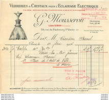 FACTURE 1924 G.  MOUSSERON VERRERIES ET CRISTAUX LEON SIBON SUCCESSEUR 74 RUE DU FAUBOURG ST DENIS PARIS - 1900 – 1949