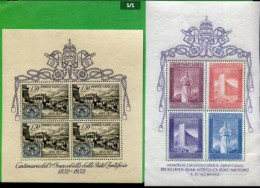 Vaticano (1952 - 1958) - Foglietti N. 1 ** - 2 ** - Blocchi E Foglietti