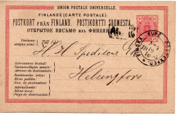 78342 - Finnland - 1895 - 10P Wappen GAKte BahnpostStpl FINSKA KUPE POSTEXPED No.4 -> Helsingfors - Storia Postale