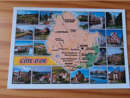 21 - LA COTE D'OR - Carte Géographique - Contour Du Département Avec Multivues - Landkarten