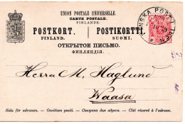 78343 - Finnland - 1889 - 10P Wappen GAKte BahnpostStpl FINSKA POSTKUPEN No.8 -> NIKOLAISTAD - Cartas & Documentos