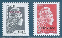 Lot 5642A/5642B Marianne D'Yseult Philaposte (avec Un A) Surchargée "31.12.2022" Neuf** - Unused Stamps